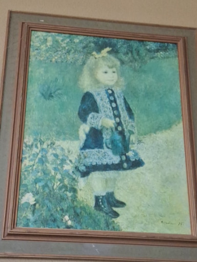 Framed reproduction print of 'A Girl with a Watering Can' by Pierre-Auguste Renoir