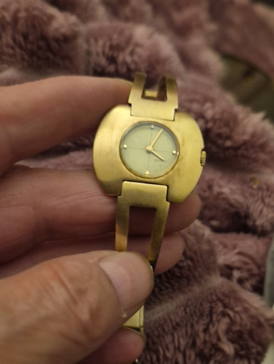 Gold-plated asymmetrical watch by Seiko