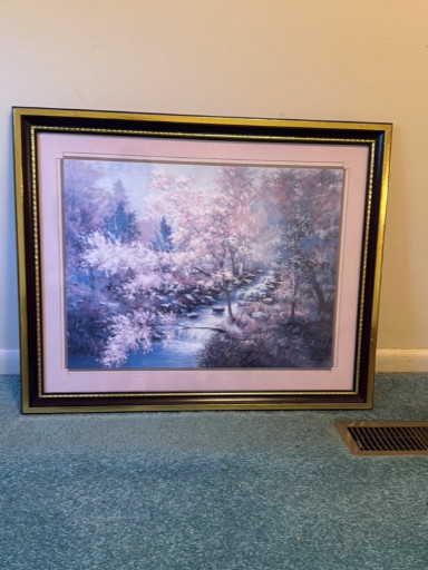 Framed print titled 'Waterfall Scene' by Joe Sambataro