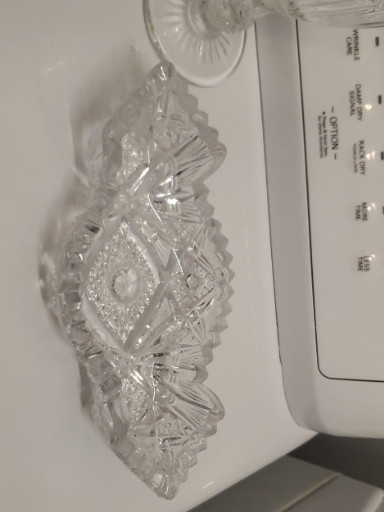 Pressed glass relish or olive dish in the 'Nucut' pattern by Imperial Glass Company