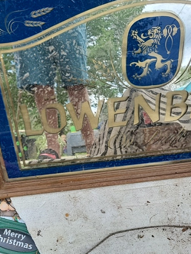 Vintage Löwenbräu beer advertising mirror sign