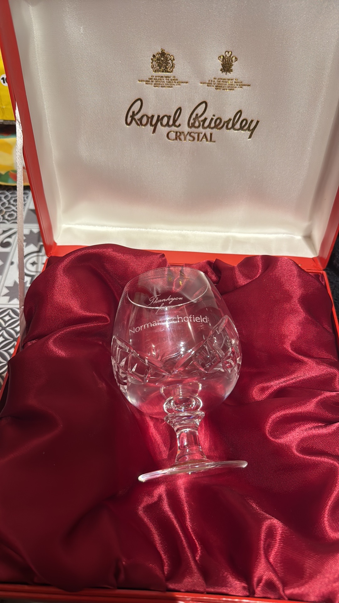 Crystal brandy glass by Royal Brierley