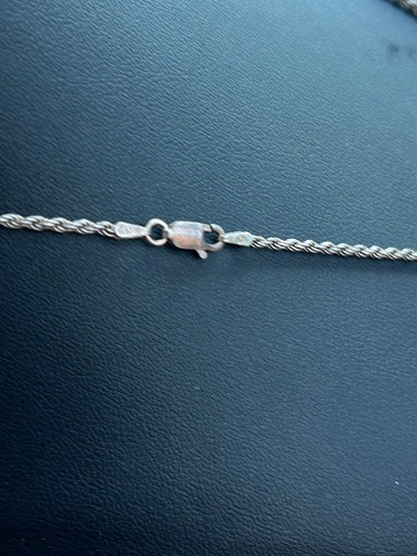 Italy 925 Sterling silver rope chain necklace with lobster clasp