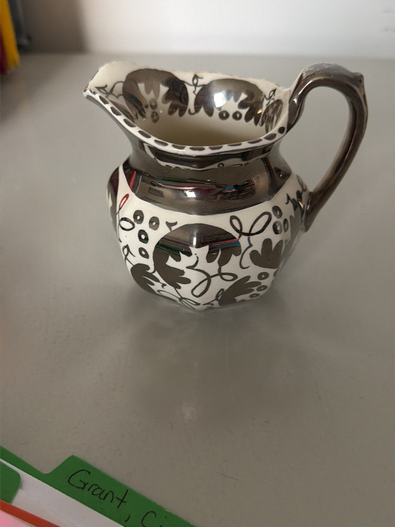 Silver luster ceramic creamer pitcher by Wedgwood Etruria & Barlaston