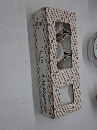 Porcelain espresso coffee cup and saucer set by Calvo, 6 Madeirenses