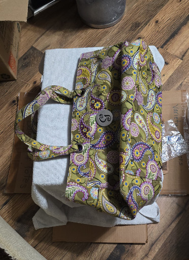 Quilted cotton tote bag with paisley pattern by Kristi G Company