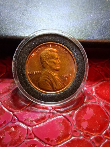 Copper 1969-S Lincoln Memorial Cent, potential Doubled Die Obverse variety