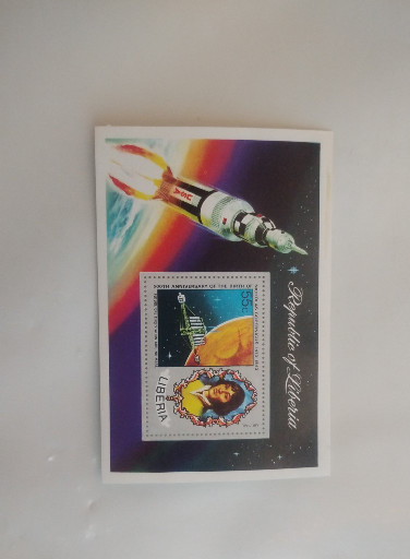 Liberian postage stamp souvenir sheet commemorating the 500th anniversary of Nicolaus Copernicus