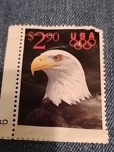 United States postage stamp featuring Bald Eagle and Olympic Rings, $2.90 denomination, Scott #2540
