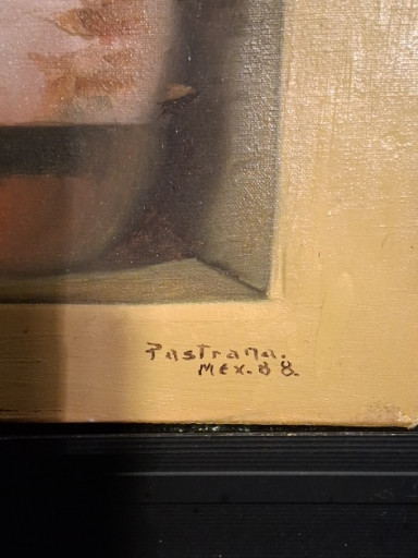 Oil painting on canvas, signed 'Tristram, Mex. 82'