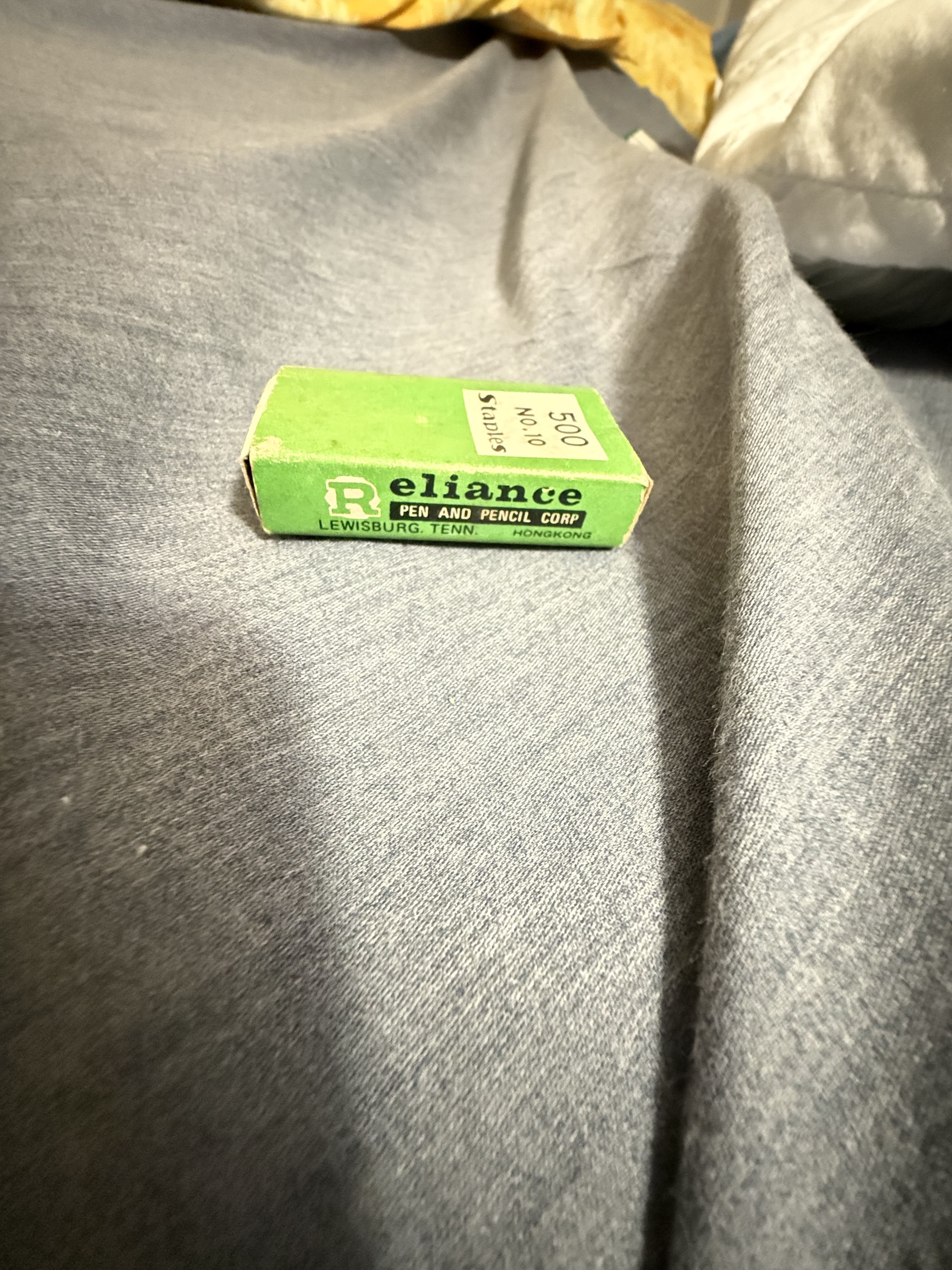 Vintage box of Reliance staples No. 10, 5000 count from Reliance Pen and Pencil Corp