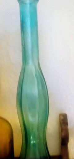 Turquoise-to-green gradient glass vase, Mid-Century Modern style