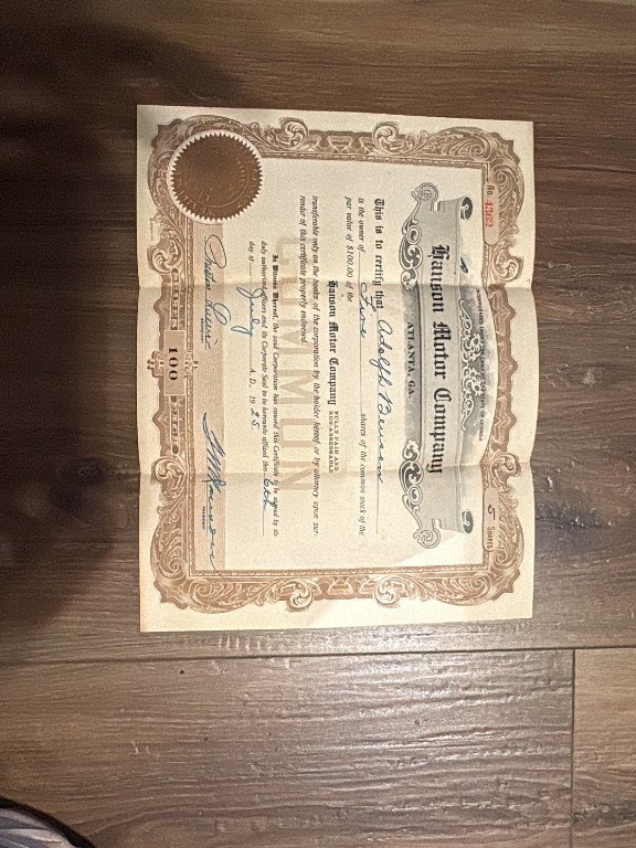 Stock certificate issued by The International Mills Inc., Camden, New Jersey