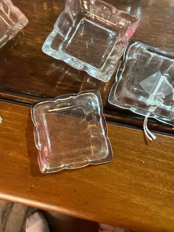 Pressed glass individual ashtrays or salt cellars