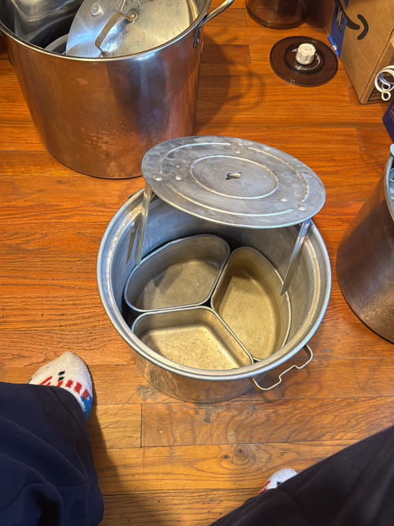 Vintage aluminum mess kit with divided compartments