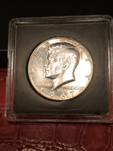 1967 Kennedy Half Dollar with DDO (Doubled Die Obverse), 40% silver-clad composition, United States Mint
