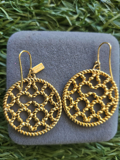 Gold-tone filigree circular dangle earrings by Coach