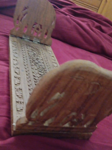Carved teak wood expandable elephant bookends/book rack from India