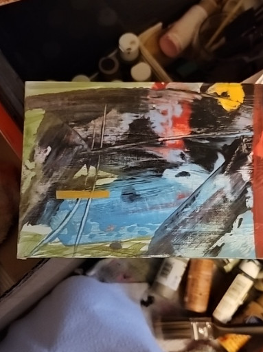 Contemporary mixed media abstract painting on canvas