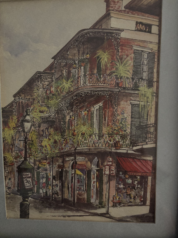 Watercolor print titled 'French Quarter Scene' by Ken Engelhardt