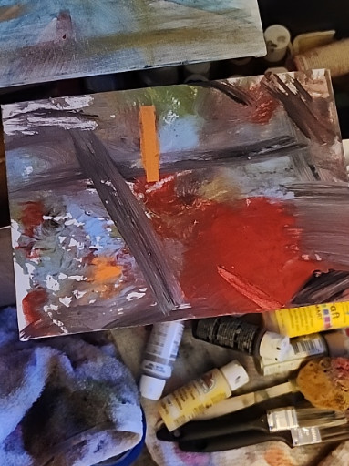 Contemporary abstract oil painting on canvas