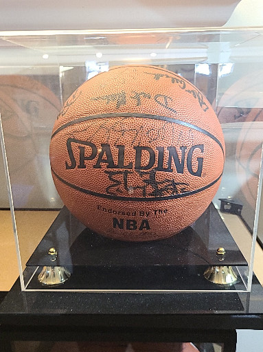 Spalding NBA official leather basketball with multiple autographs