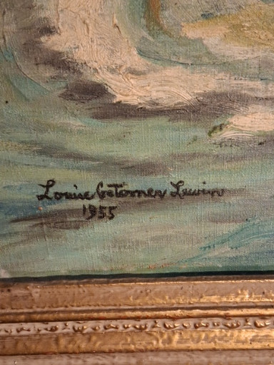 Oil painting titled 'Coastal Seascape' by Louis Gatereau Leurier
