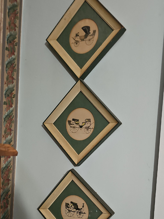 Set of three framed vintage carriage prints