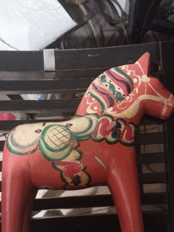 Wooden carved and painted Dala horse from Sweden