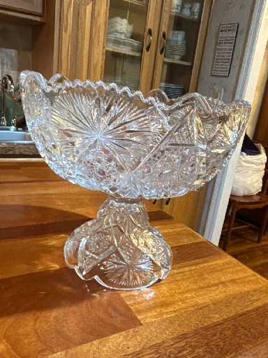 American Brilliant Period cut glass pedestal compote bowl