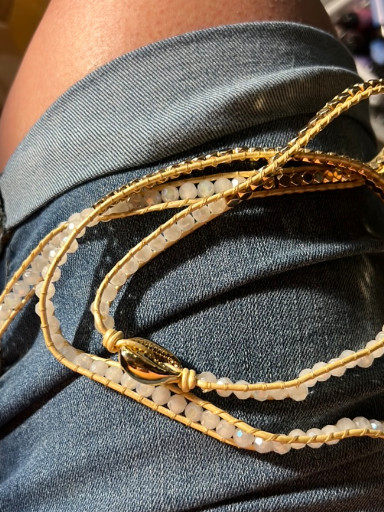 Gold-tone metal chain necklaces by Emerson Victoria, including herringbone and rope chain styles