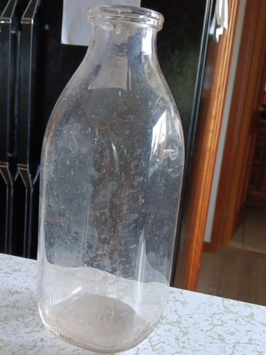 Glass milk bottle, vintage dairy bottle