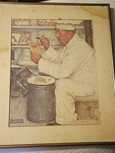 Framed print titled 'How to Diet' by Norman Rockwell