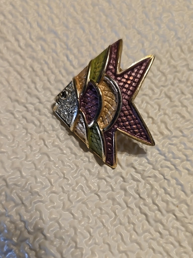 Vintage enamel and rhinestone tropical fish brooch