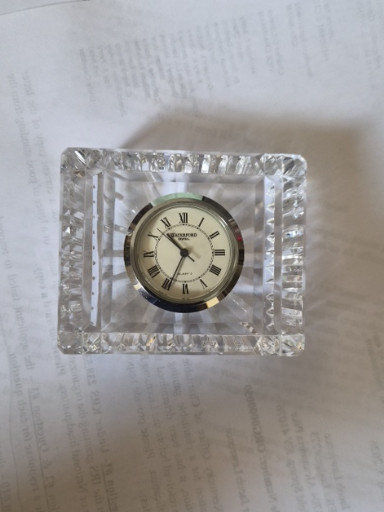 Cut crystal desk clock by Waterford