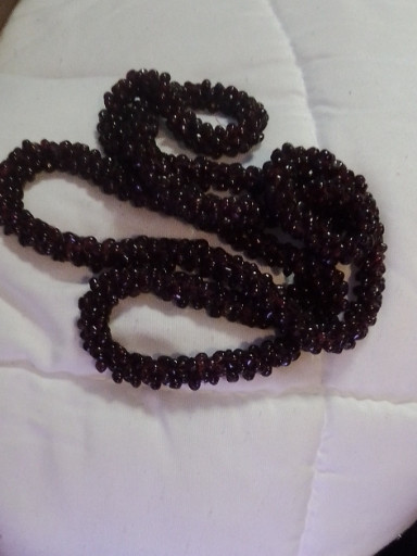 Vintage garnet cluster rope bead necklace
