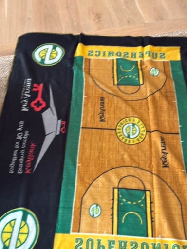 Seattle SuperSonics NBA fleece fabric panel depicting basketball court design