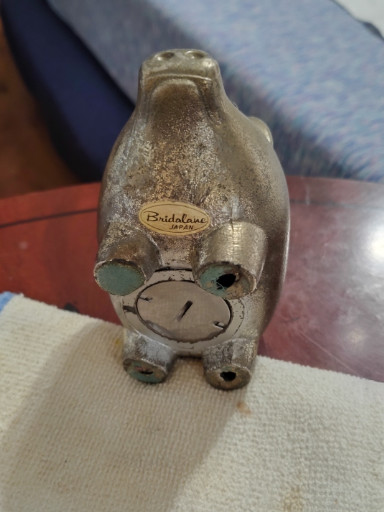 Silver-plated metal pig coin bank by Badalassi Italy