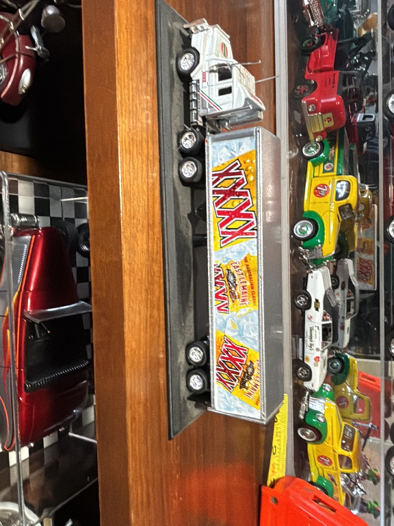 Die-cast metal Scania tractor-trailer truck model by Matchbox Collectibles, 'Castlemaine XXXX' livery