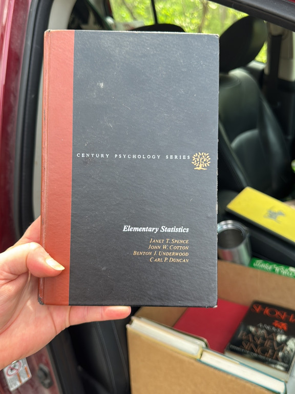 Hardcover textbook titled 'Elementary Statistics' by Janet T. Spence, John W. Cotton, Benton J. Underwood, and Carl P. Duncan