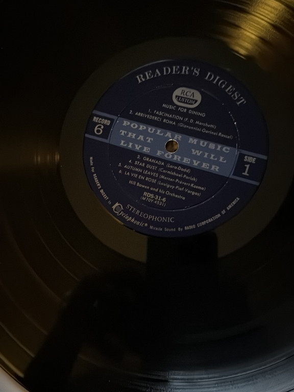 Vinyl LP record titled 'Popular Music That Will Live Forever' by Reader's Digest/RCA Custom