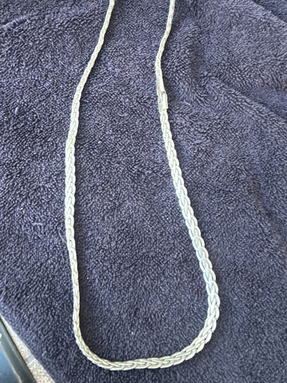 Sterling silver braided herringbone chain necklace
