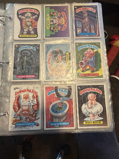 Collection of Garbage Pail Kids trading cards from the 1980s by Topps