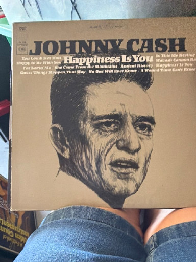 Vinyl LP record titled 'Happiness Is You' by Johnny Cash