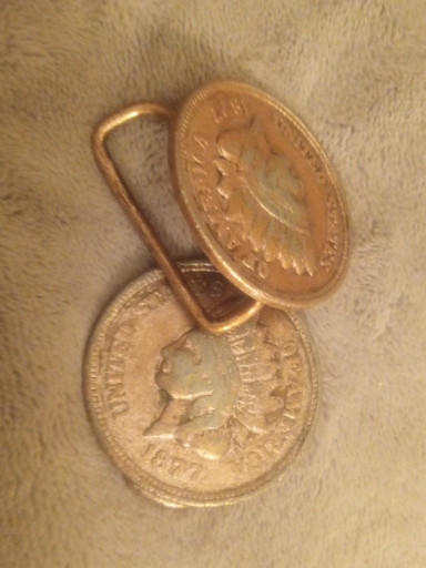 Vintage Swank Indian Head Penny cufflinks featuring 1902 and 1906 coins