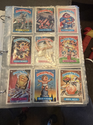 Collection of vintage Garbage Pail Kids trading cards from 1986