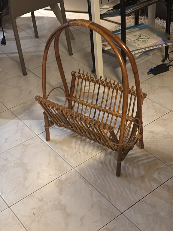 Portariviste in bambù e rattan, stile italiano mid-century