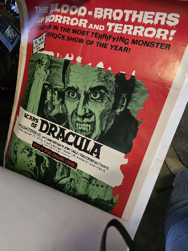 Original 1971 theatrical one-sheet movie poster for the double bill 'Scars of Dracula' and 'Horror of Frankenstein'