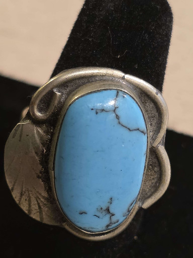 Sterling silver ring with turquoise stone, Southwestern Native American style