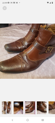 Men's brown leather ankle boots with buckle strap detail by Ferro Aldo